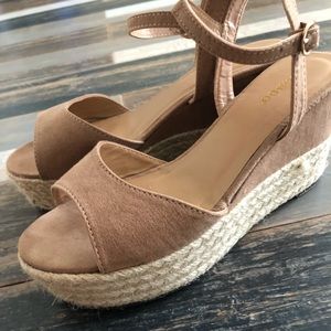 Bamboo Espadrille Tan Platform Shoes
